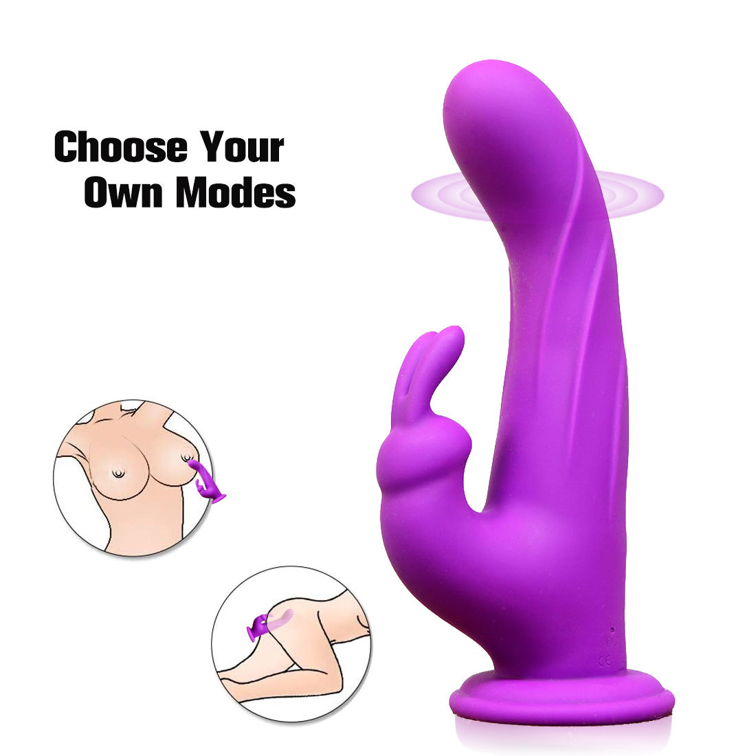 Neuer Kaninchen-Masturbationsvibrator G-Punkt-Stimulation Flüssigsilikon-Massage-Doppelkopfvibrator